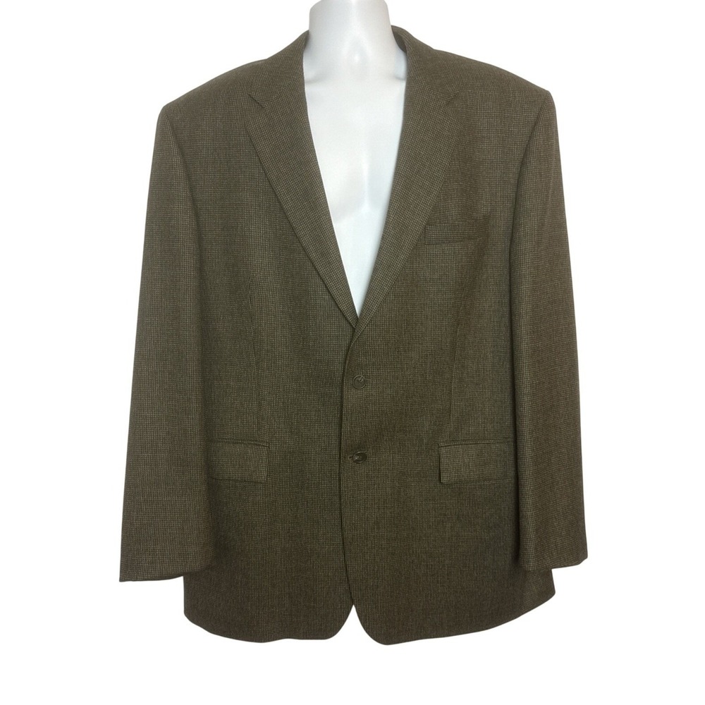 VTG Chaps Ralph Lauren Blazer Mens 46 L Brown Hopsack 2 Button Sport Coat Wool‎